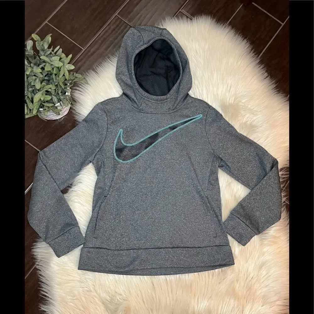 Nike dri fit heather grey hoodie sz youth medium
